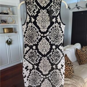 Tahari python print knit sleeveless dress